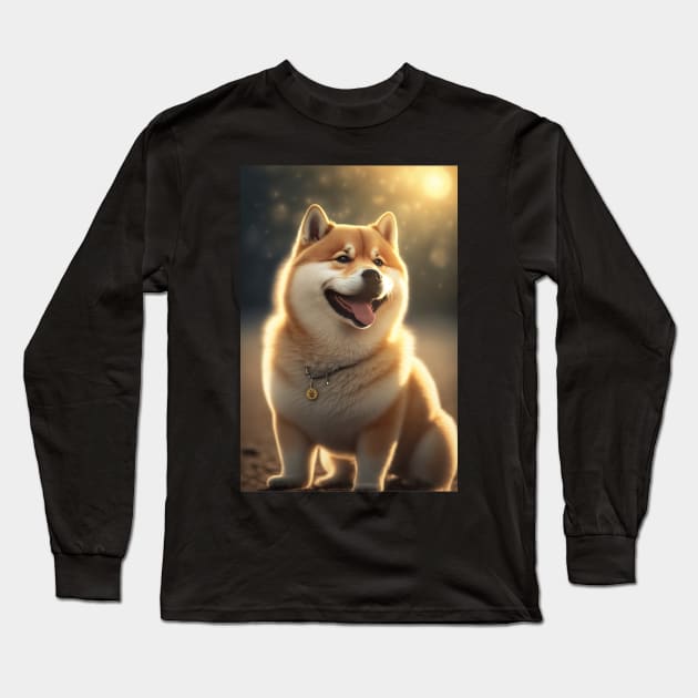 Happy Shiba Inu Dog Long Sleeve T-Shirt by KoolArtDistrict